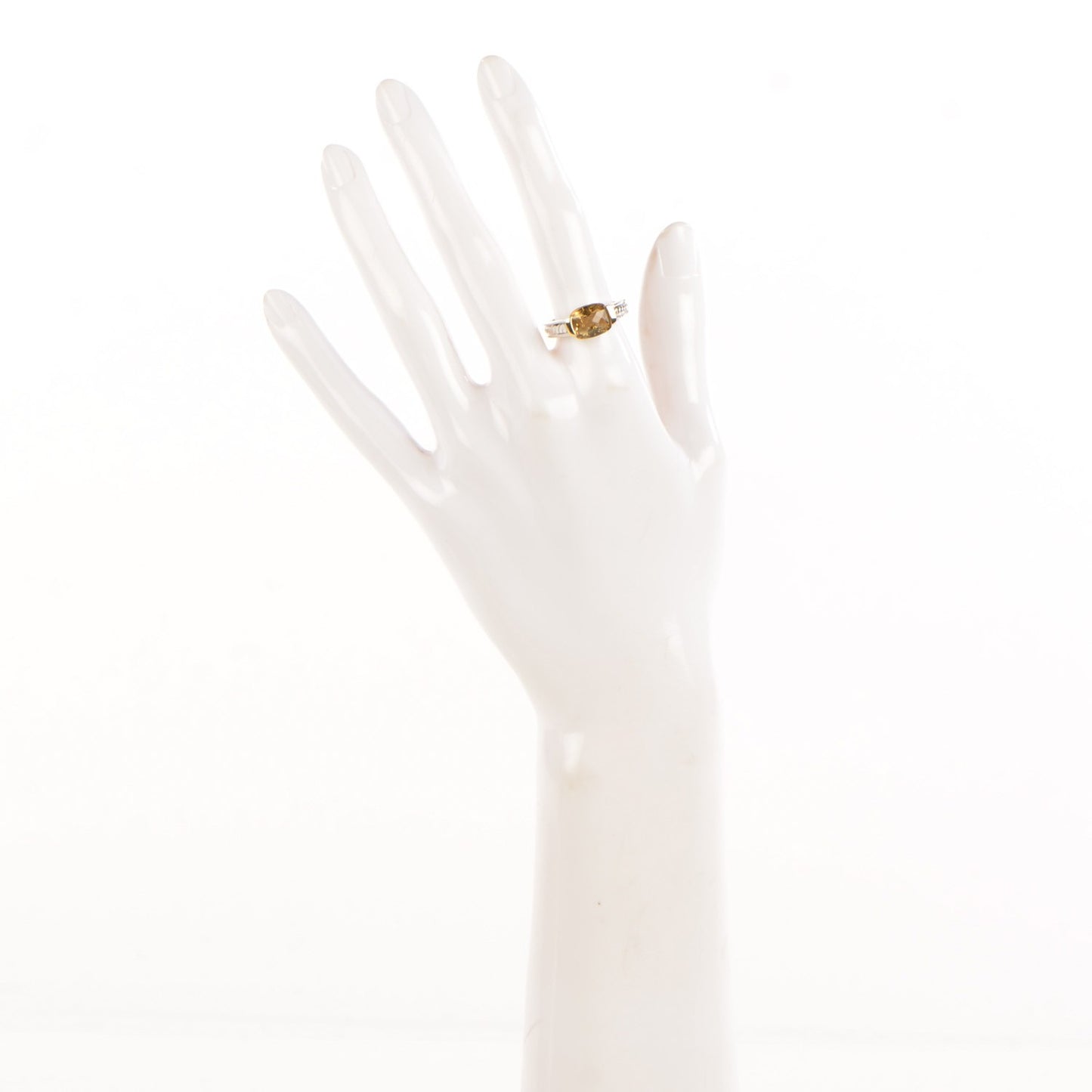 Sterling Silver 18K Yellow Gold Citrine 8mm Ring 54.5 7