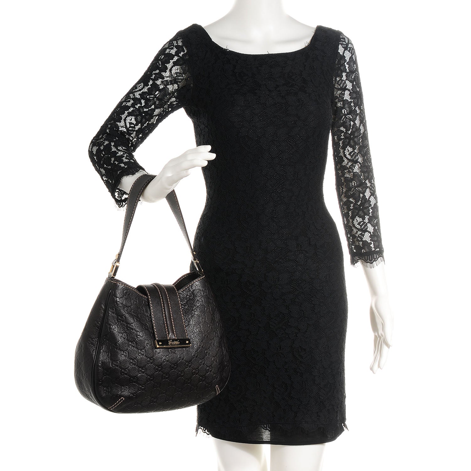 Gucci Guccissima Medium New Ladies Web Hobo Dark Brown 2 of 7