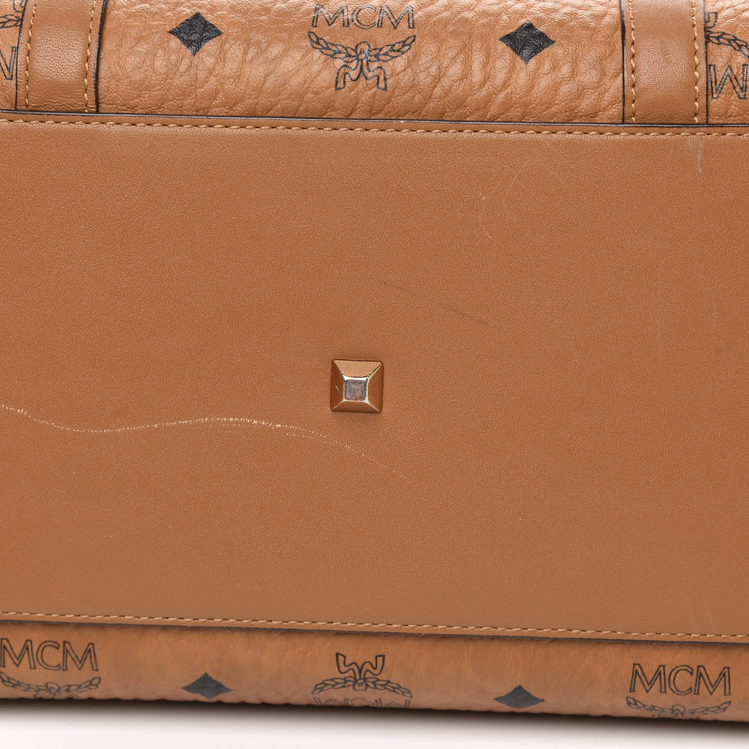 MCM Visetos Medium Boston Bag Cognac 10 of 11