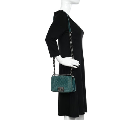 Chanel Velvet Quilted Small Boy Flap Turquoise 2 of 12