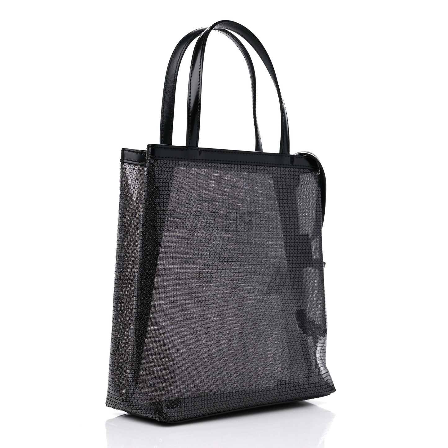 Sequin Mesh Small Tote Bag Black
