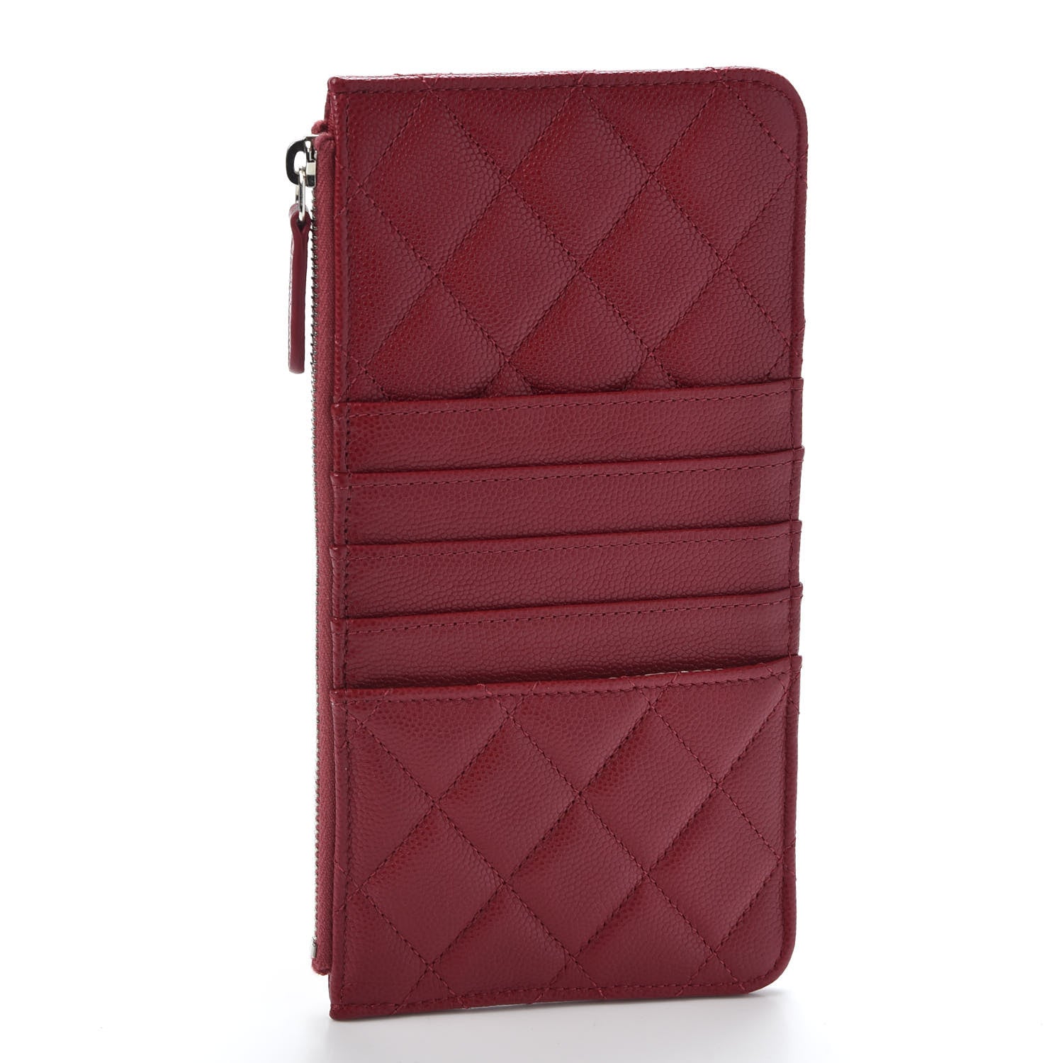 Chanel Caviar Quilted Classic Flat Wallet Pouch Red 1 of 8