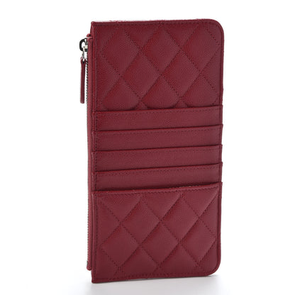 Chanel Caviar Quilted Classic Flat Wallet Pouch Red 1 of 8