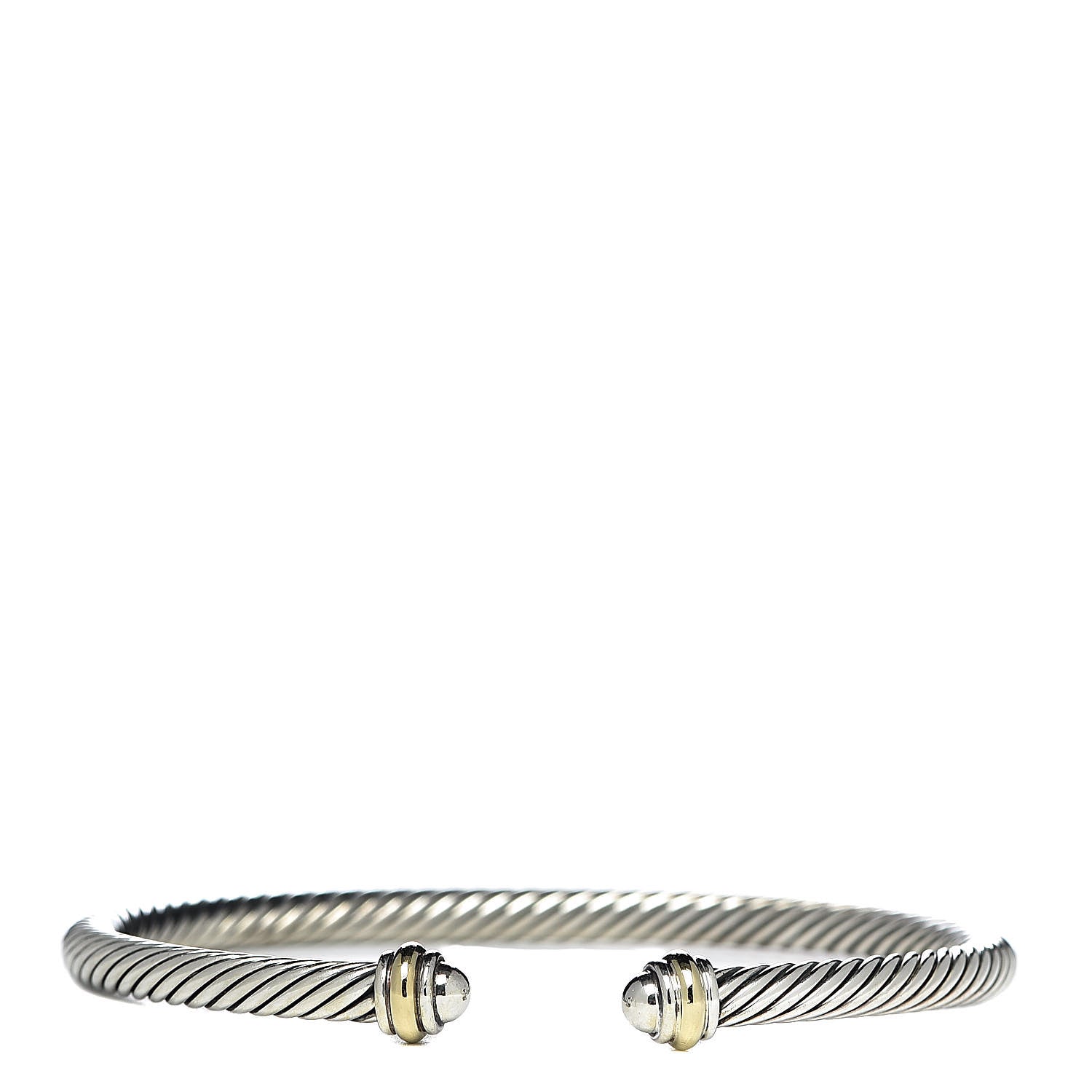 David Yurman Sterling Silver 18K Yellow Gold 4mm Cable Classics Bracelet 1 of 5