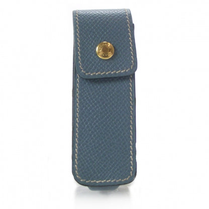 Hermes Courchevel Gum or Lipstick Case Bleu 1 of 6