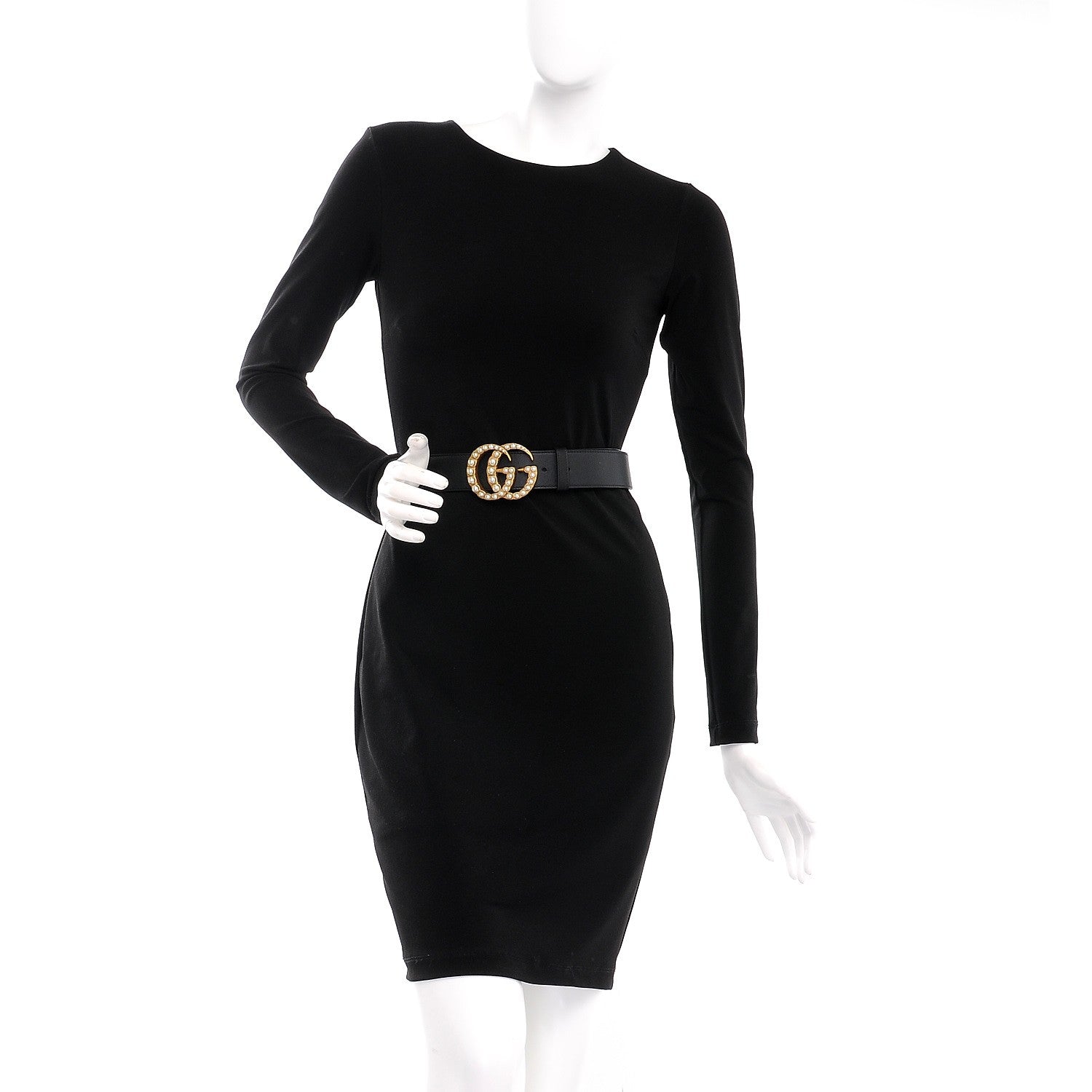 Gucci Moon Calfskin Pearl Double G 40mm Belt 85 34 Black Cream 2 of 7