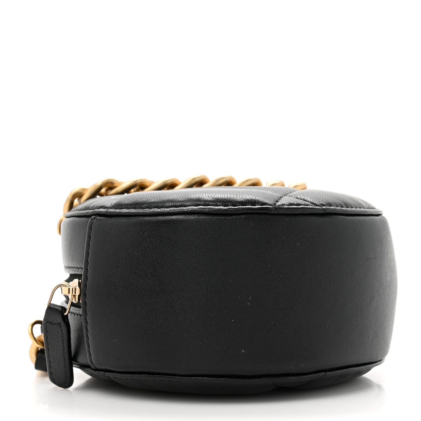 Lambskin Quilted Chanel 19 Round Clutch With Chain Black