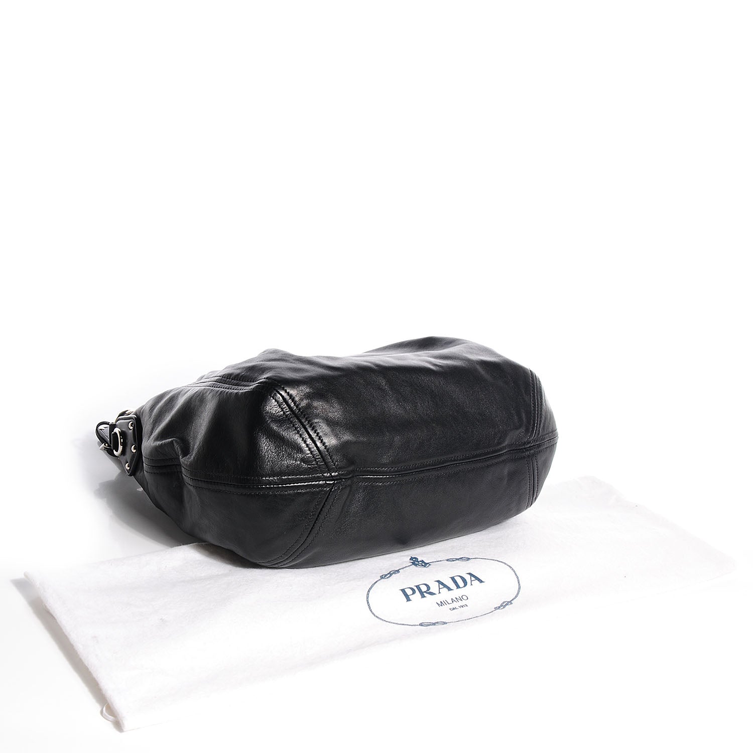 Prada Soft Calf Pleated Hobo Nero Black 4 of 15