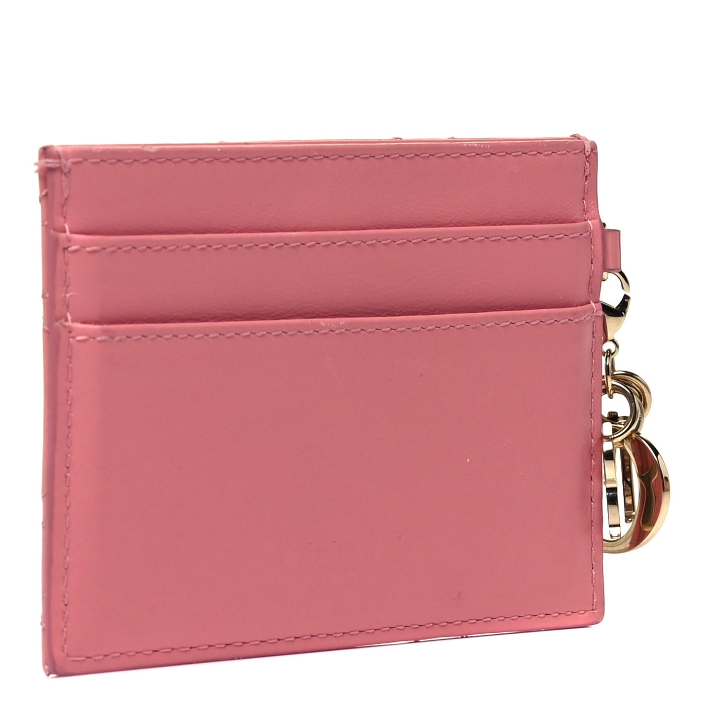 Patent Cannage Lady Dior Card Holder Peach Blossom
