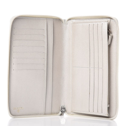 Chanel Metallic Caviar Large Sevruga Zip Around Organizer Wallet Silver 5 of 9