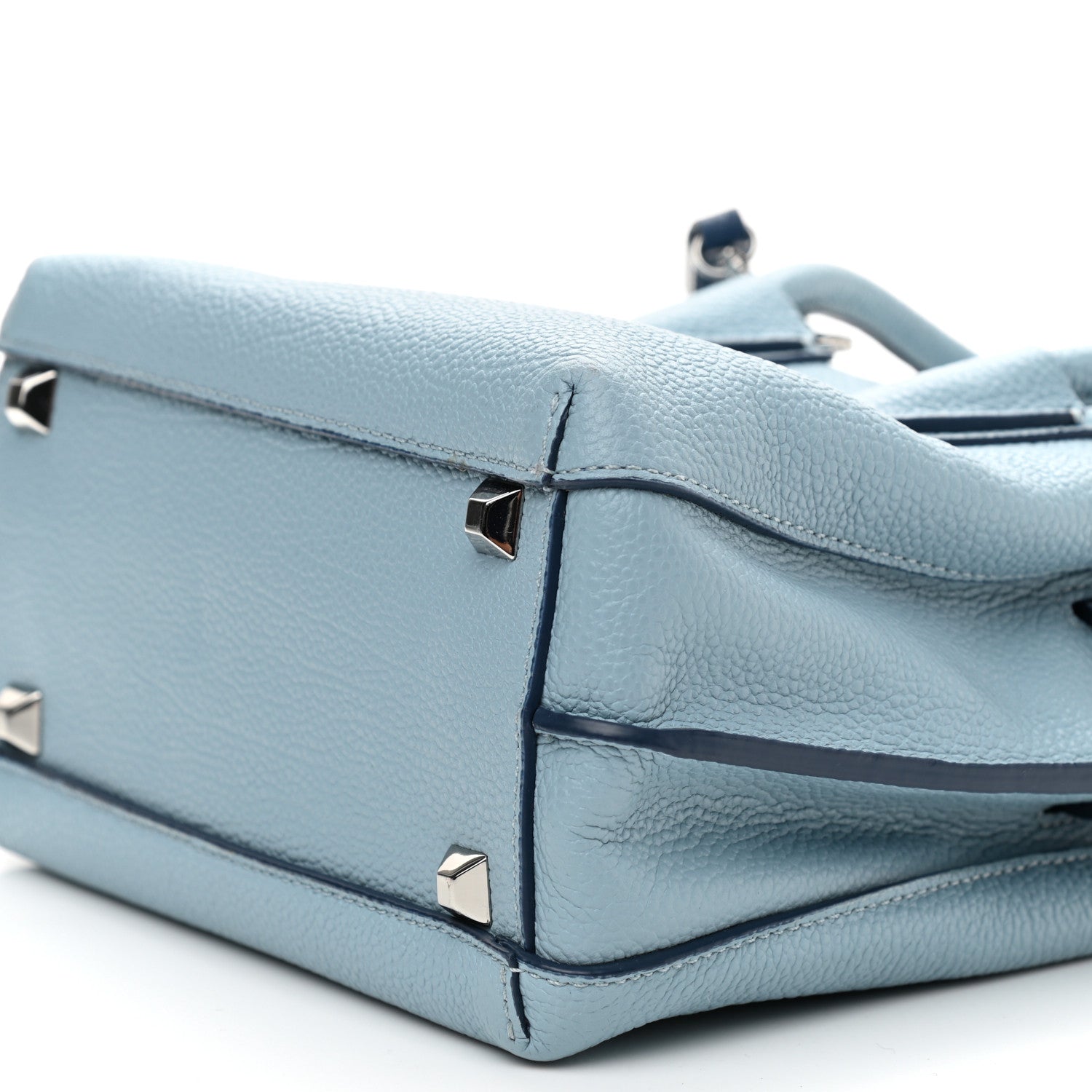 MCM Grained Calfskin Mini Milla Tote Blue 9 of 10