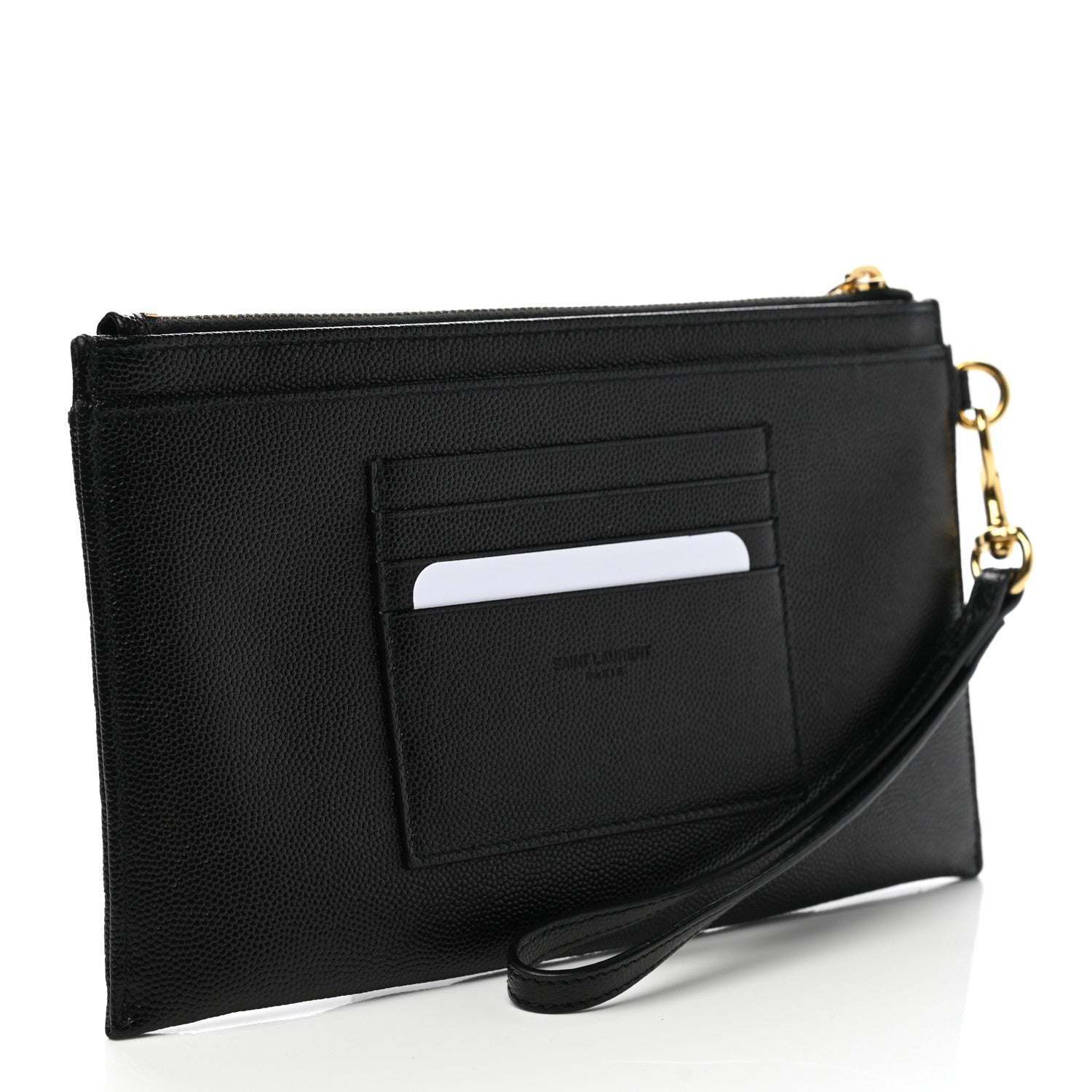 Saint Laurent Grain De Poudre Chevron Monogram Bill Pouch Black 3 of 8