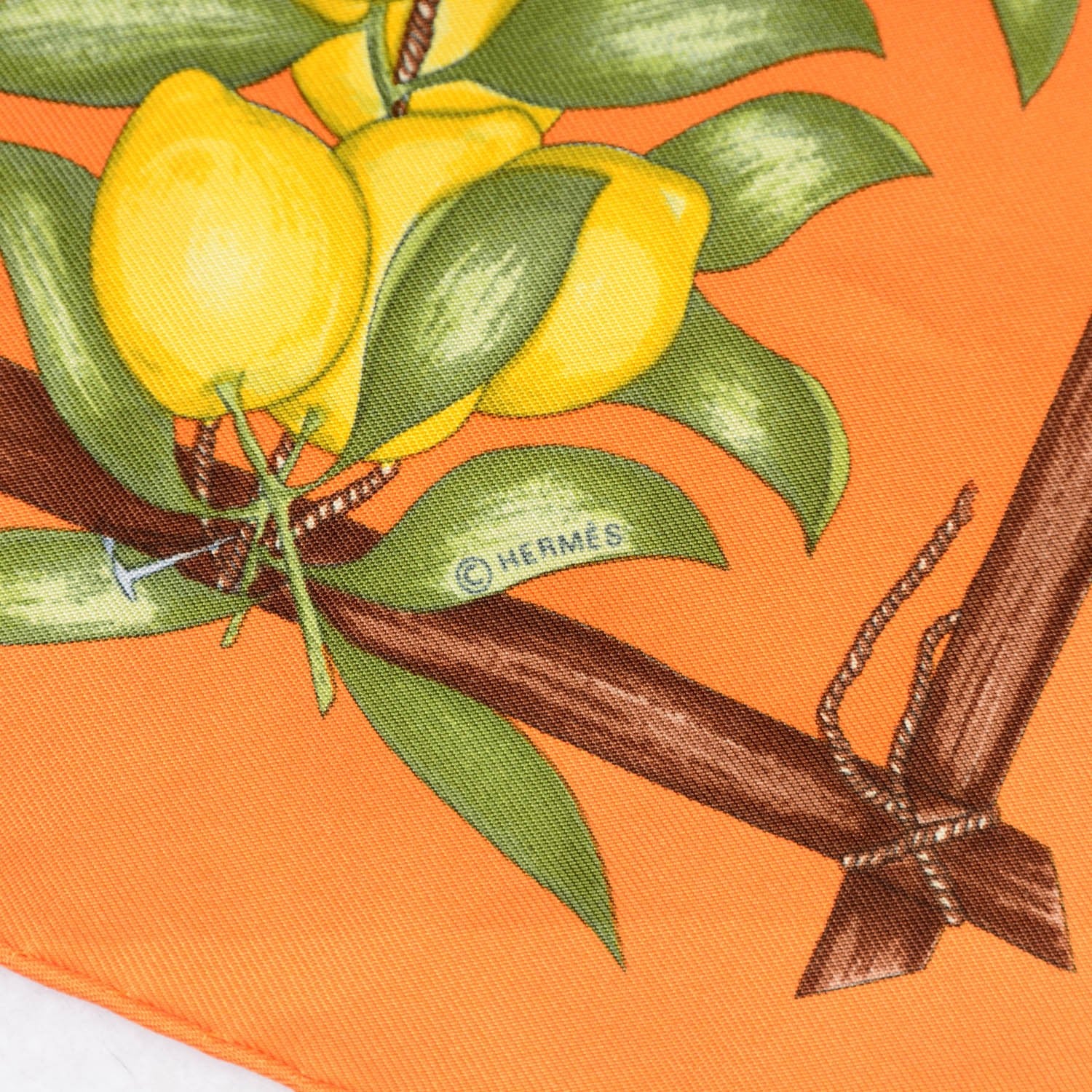 Hermes Silk Oranges Et Citrons Pocket Square Scarf 4 of 5
