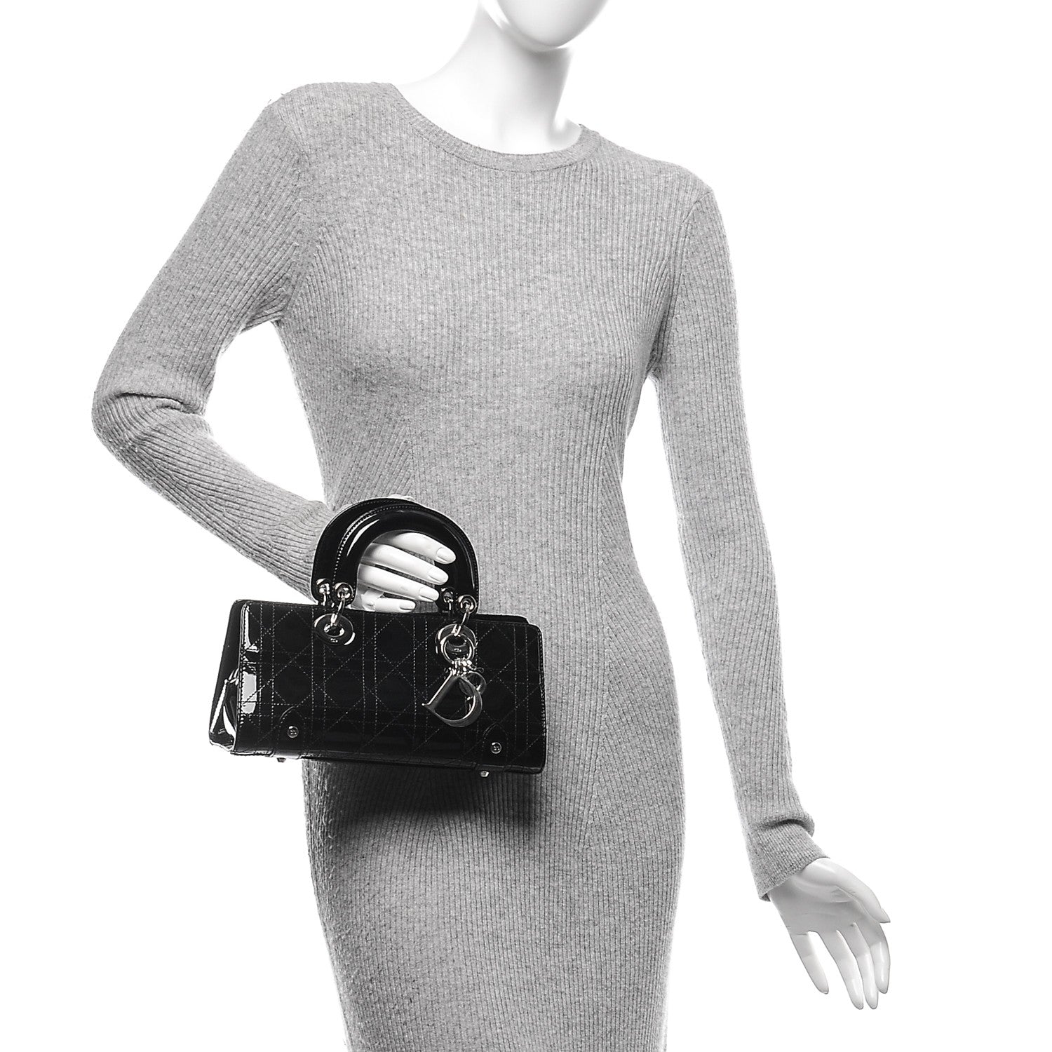 Christian Dior Patent Cannage Stitched Small East West Lady Dior Black 2 of 6