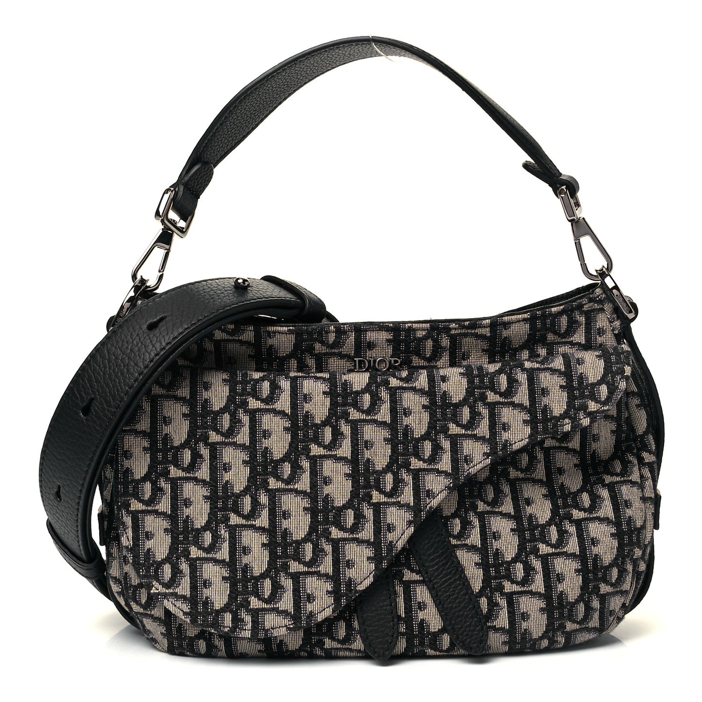 Oblique Mini Soft Saddle Bag Beige Black