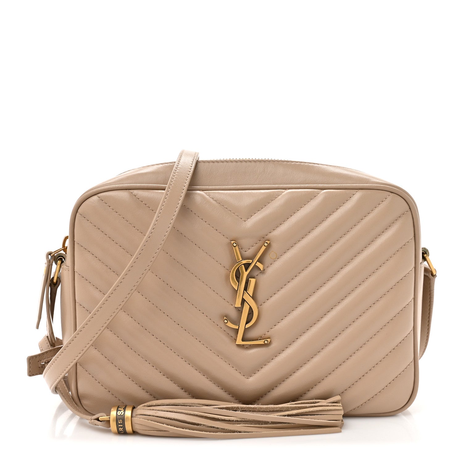 Saint Laurent Calfskin Matelasse Monogram Lou Camera Bag Dark Beige 1 of 15