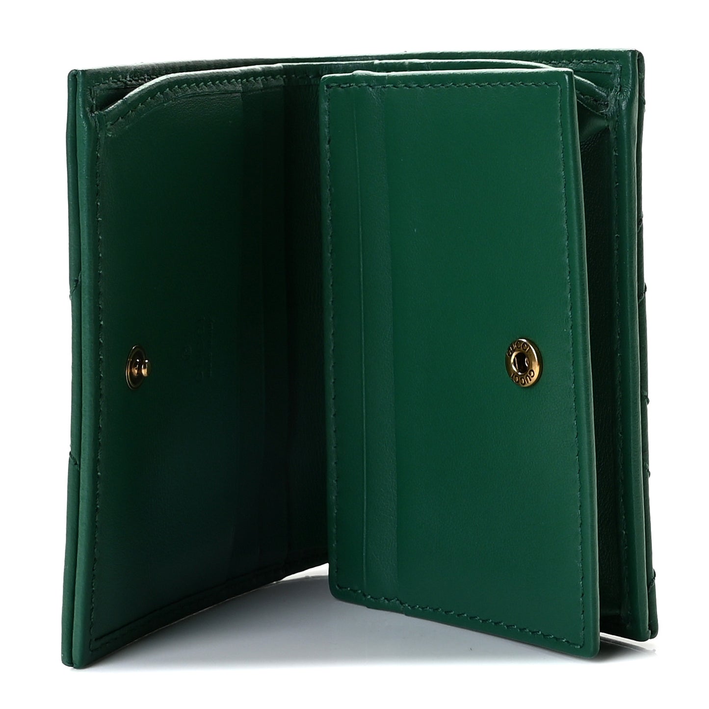 Calfskin Matelasse GG Marmont Card Case Wallet Emerald