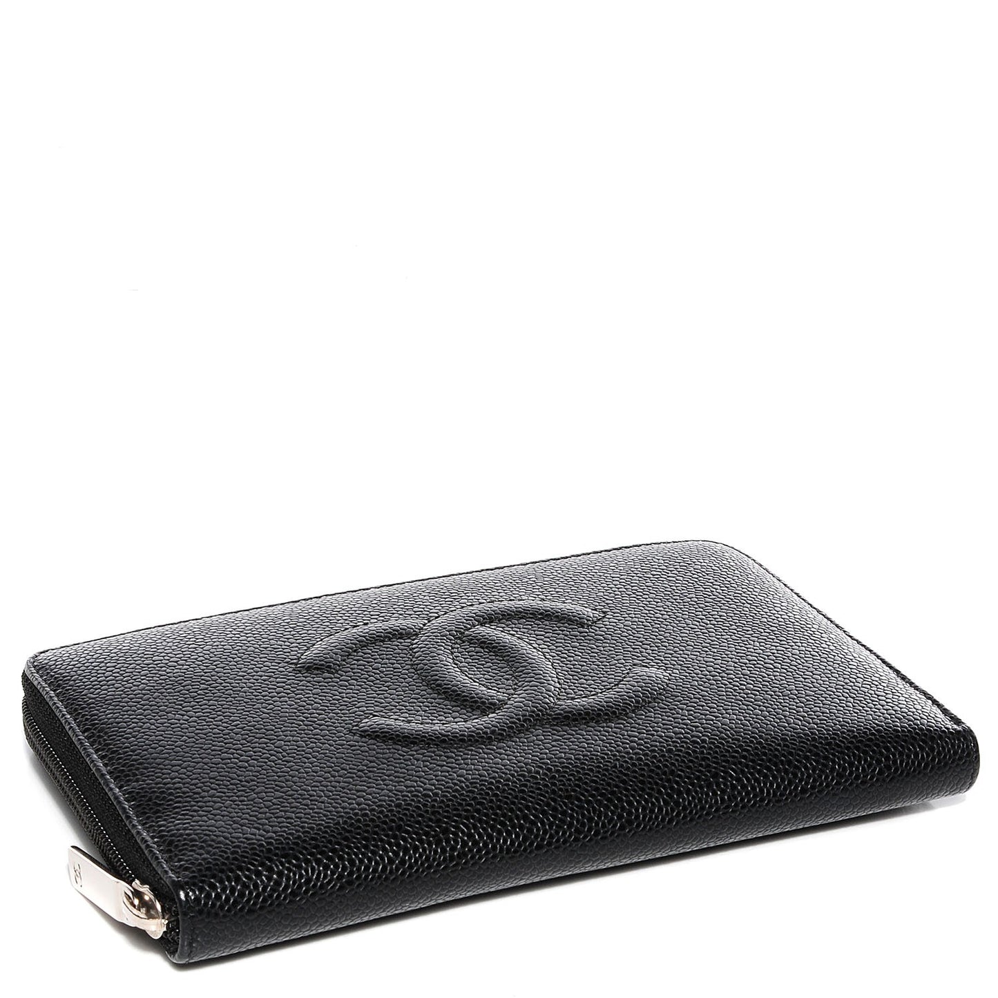 Caviar CC Timeless Large Zip Around Wallet Black