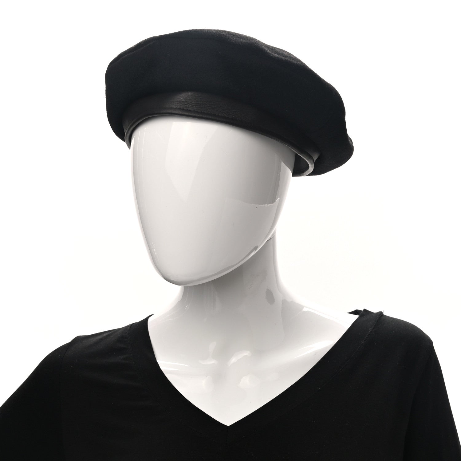 Hermes Cashmere Deerskin Beret 58 Black 2 of 8