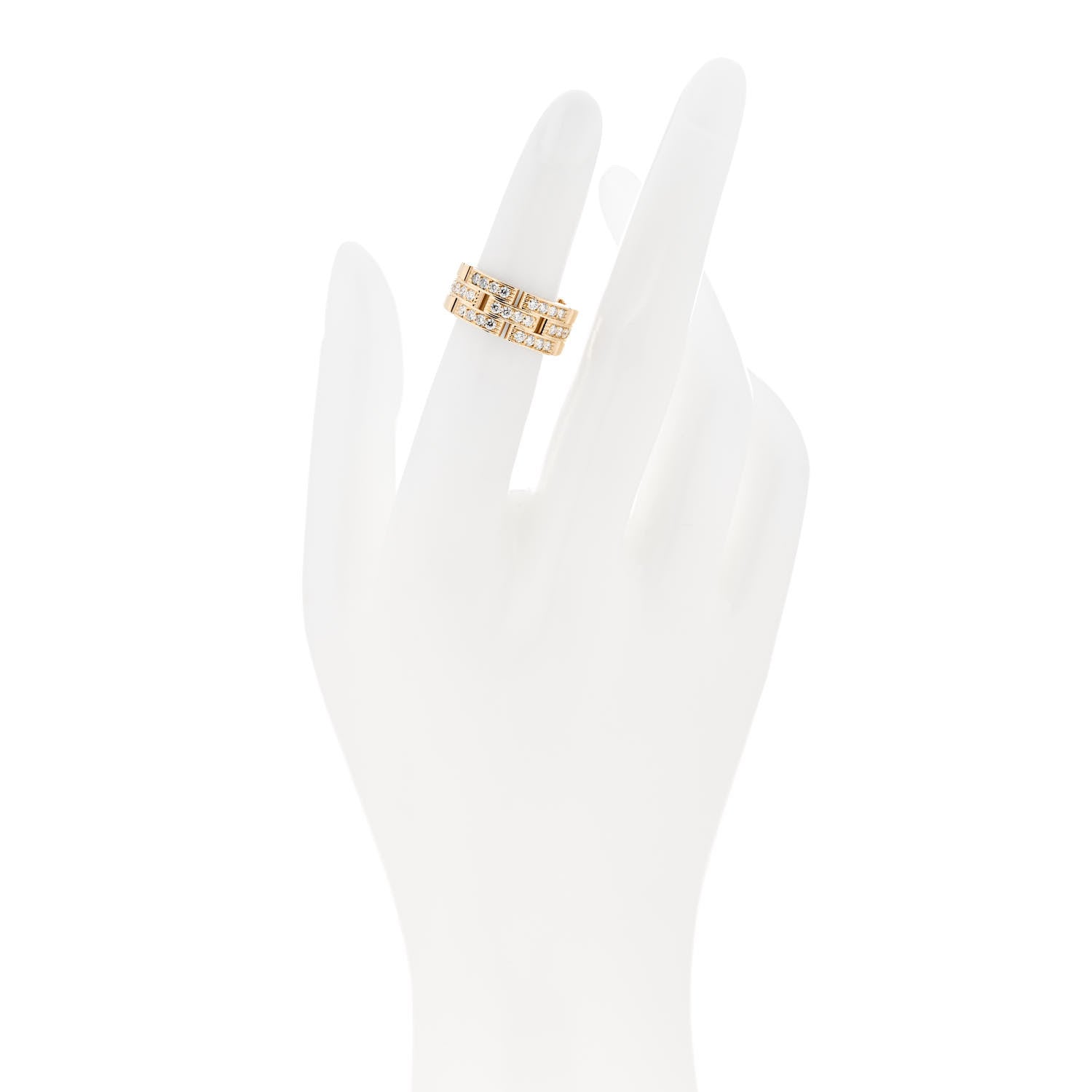 Cartier 18K Gold Diamond Maillon Panthere 3 Half Rows Paved Ring 48/4.5 2 of 6