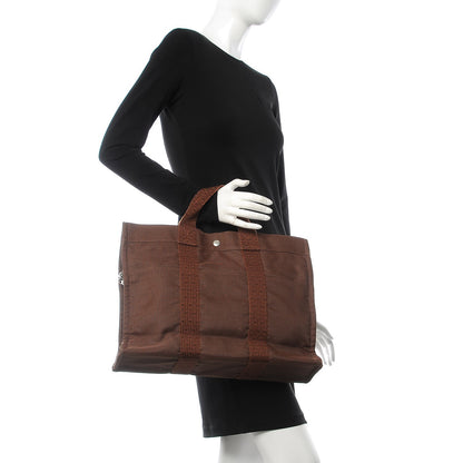 Hermes Canvas Herline MM Tote Brown 2 of 12