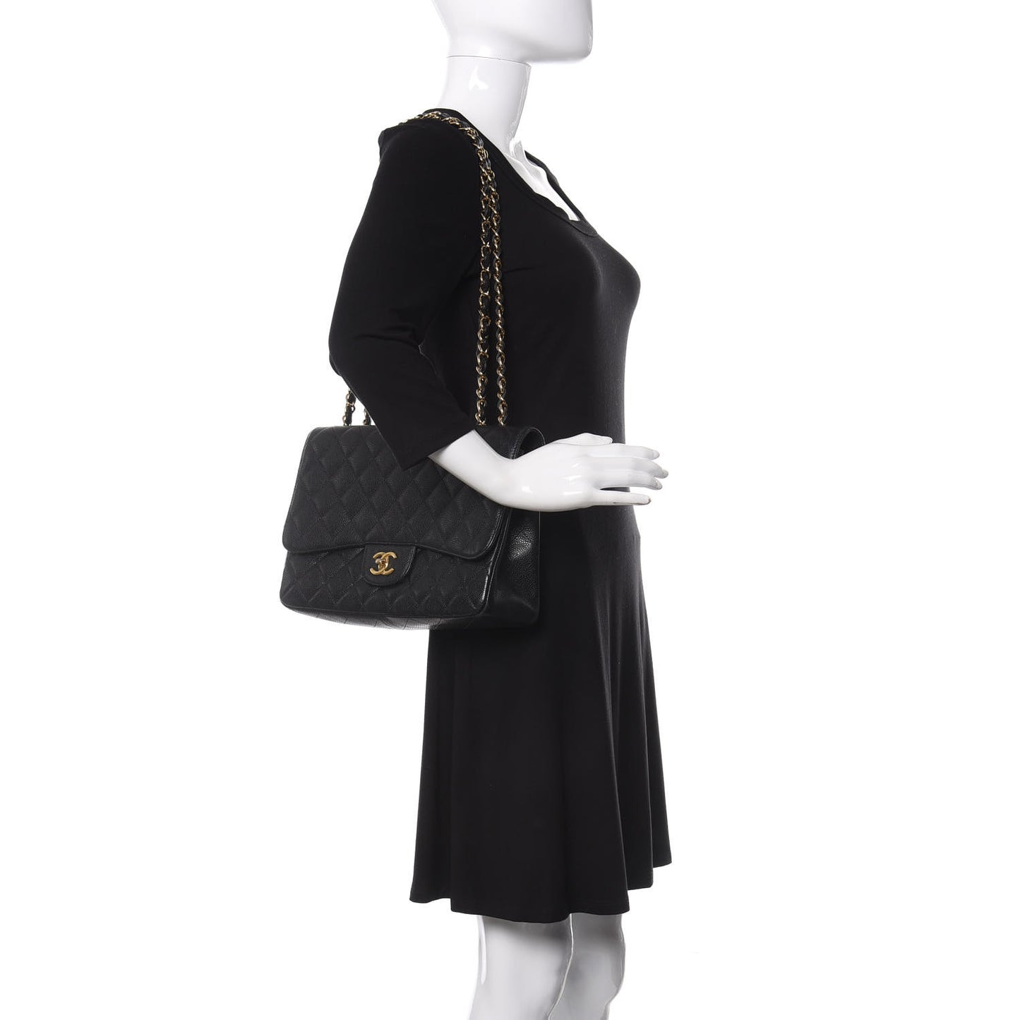 Caviar Quilted Jumbo Single Flap Black