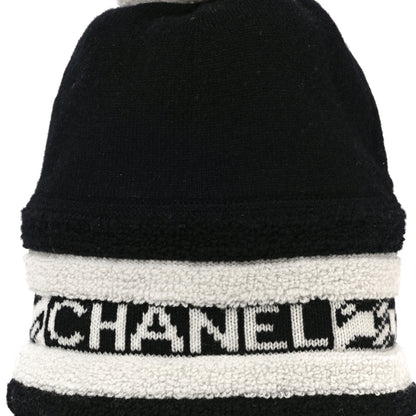 Chanel Cashmere CC Beanie Hat Ecru Black 7 of 10