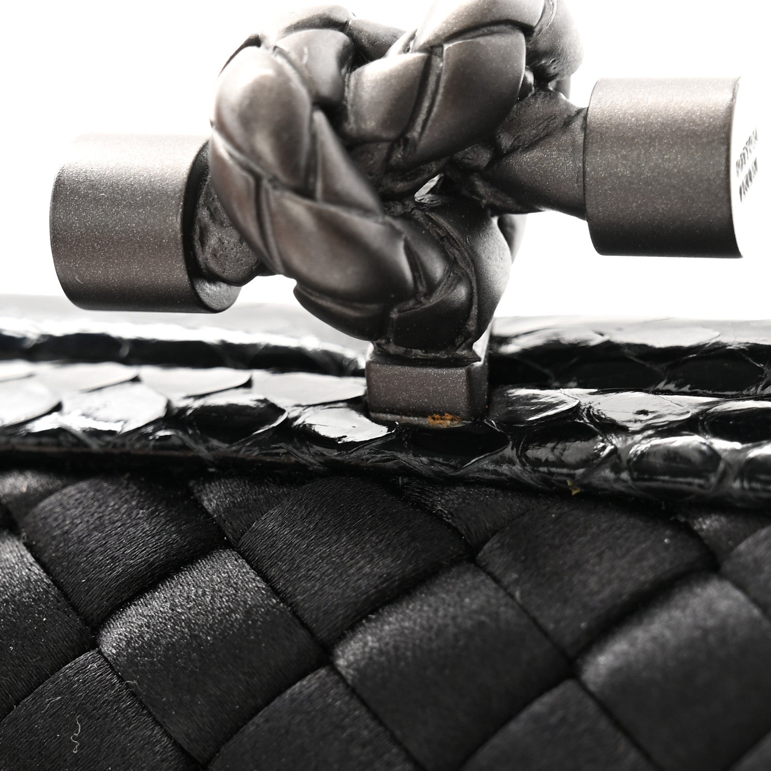 Bottega Veneta Satin Ayers Intreccio Impero Stretch Knot Clutch Black 7 of 7