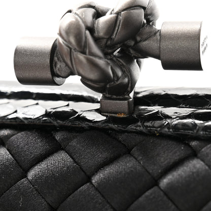 Bottega Veneta Satin Ayers Intreccio Impero Stretch Knot Clutch Black 7 of 7