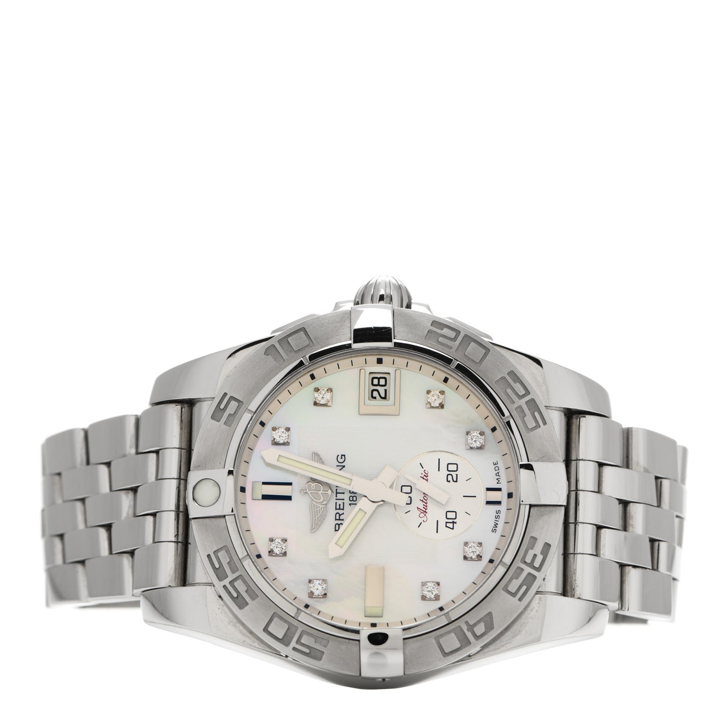 Stainless Steel Diamond Mother of Pearl 36mm Galactic Automatic Watch A37330