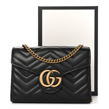 Gucci Calfskin Matelasse GG Marmont Chain Wallet Black 13 of 13
