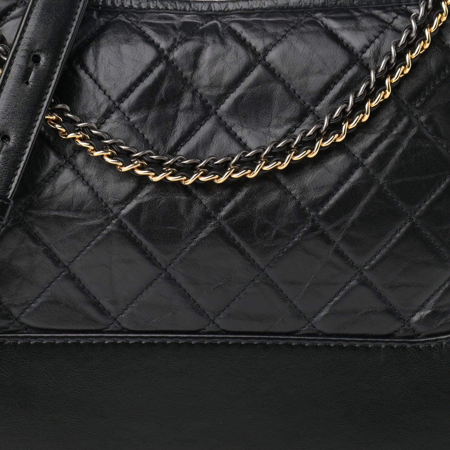 Aged Calfskin Quilted Medium Gabrielle Hobo Black