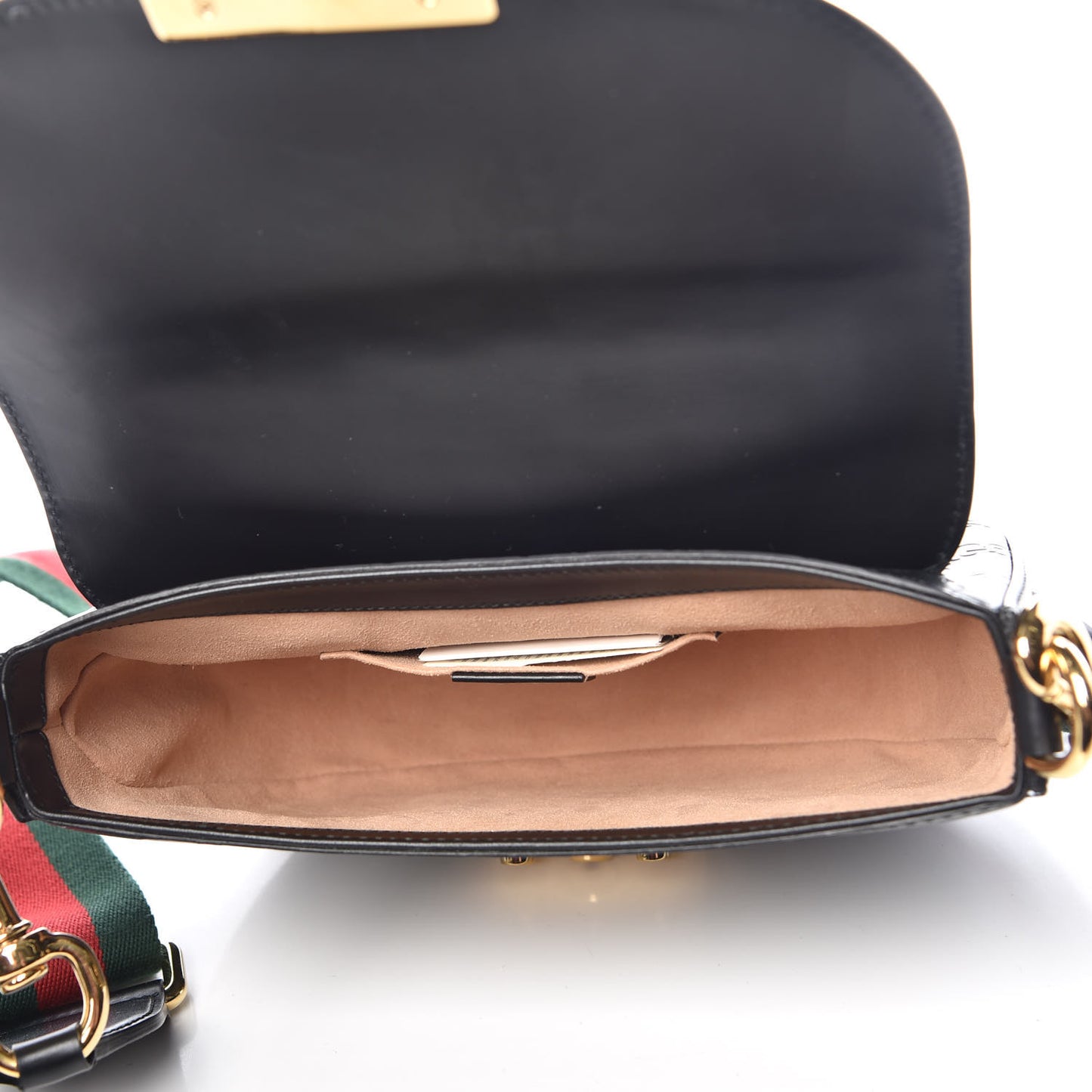 Guccissima Web Medium Padlock Messenger Shoulder Bag Black