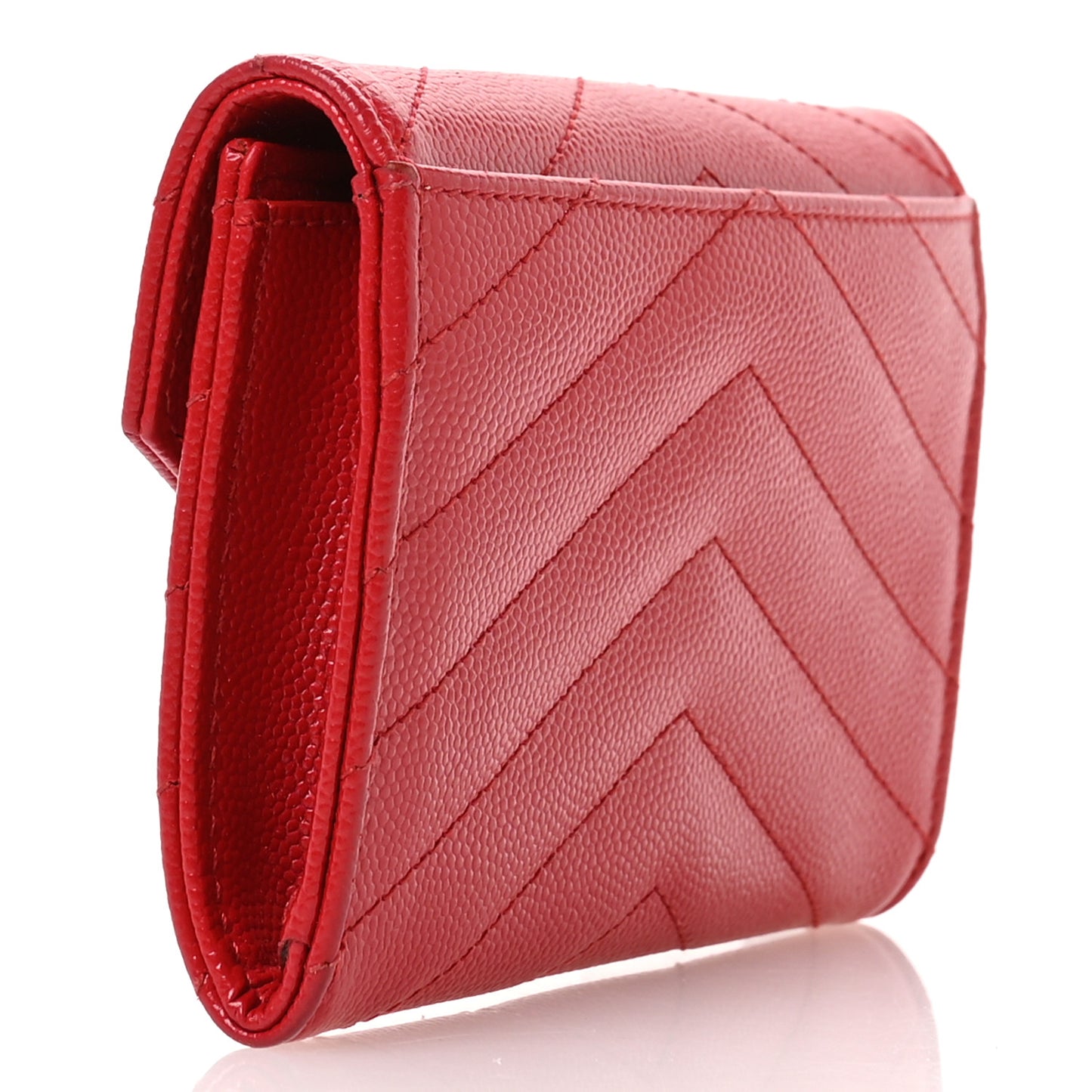 Grain De Poudre Matelasse Chevron Small Monogram Envelope Wallet Bandana Red