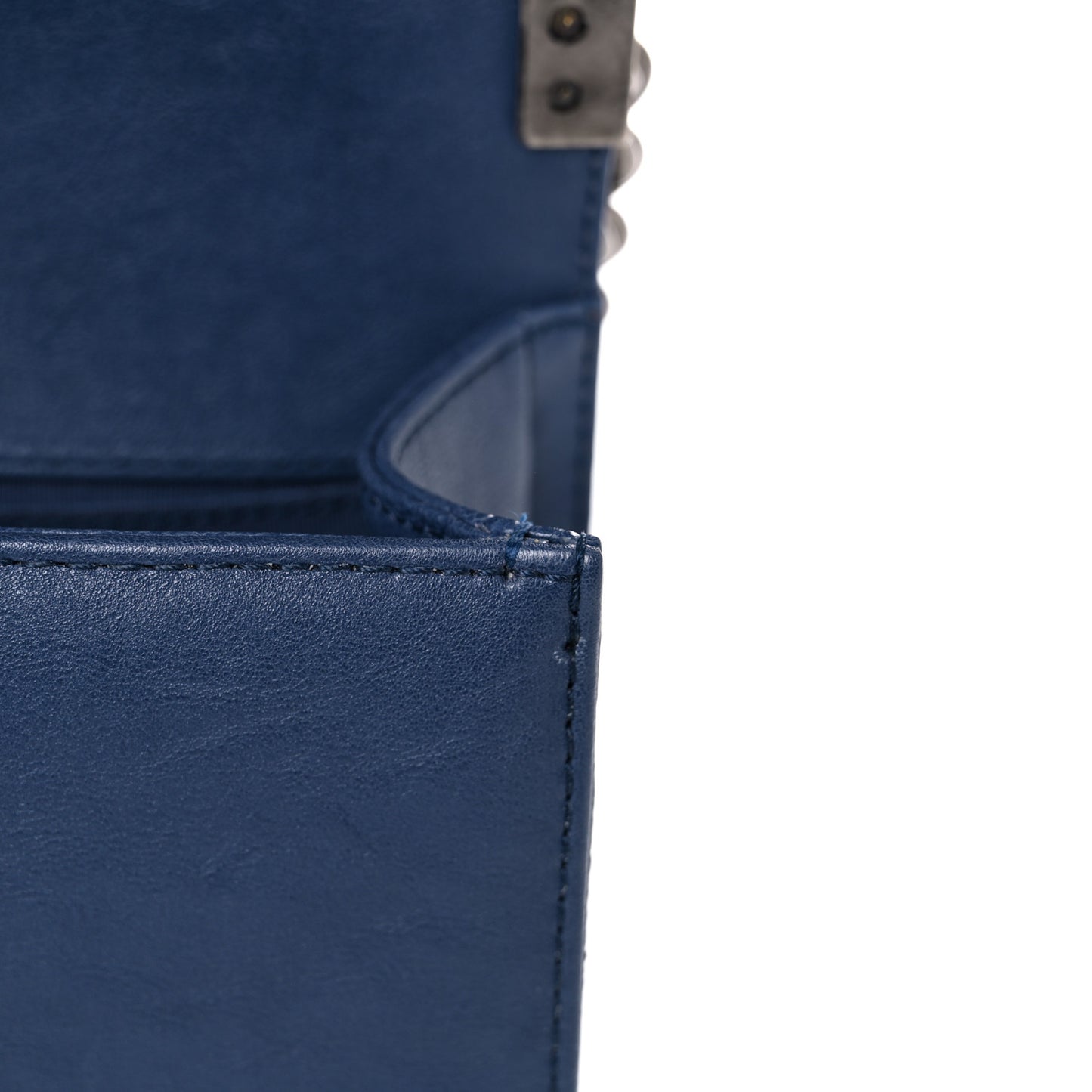 Calfskin Quilted Medium Top Handle Boy Flap Blue