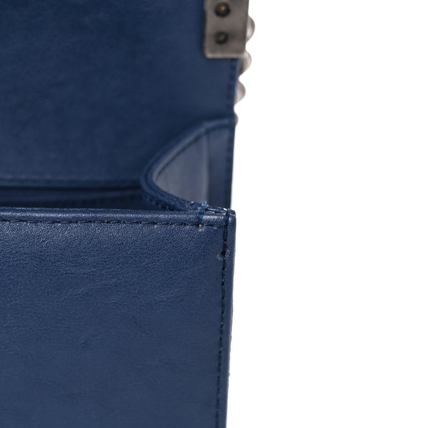 Chanel Calfskin Quilted Medium Top Handle Boy Flap Blue 13 of 14