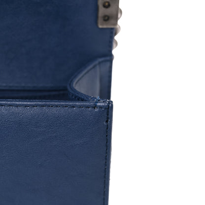 Chanel Calfskin Quilted Medium Top Handle Boy Flap Blue 13 of 14