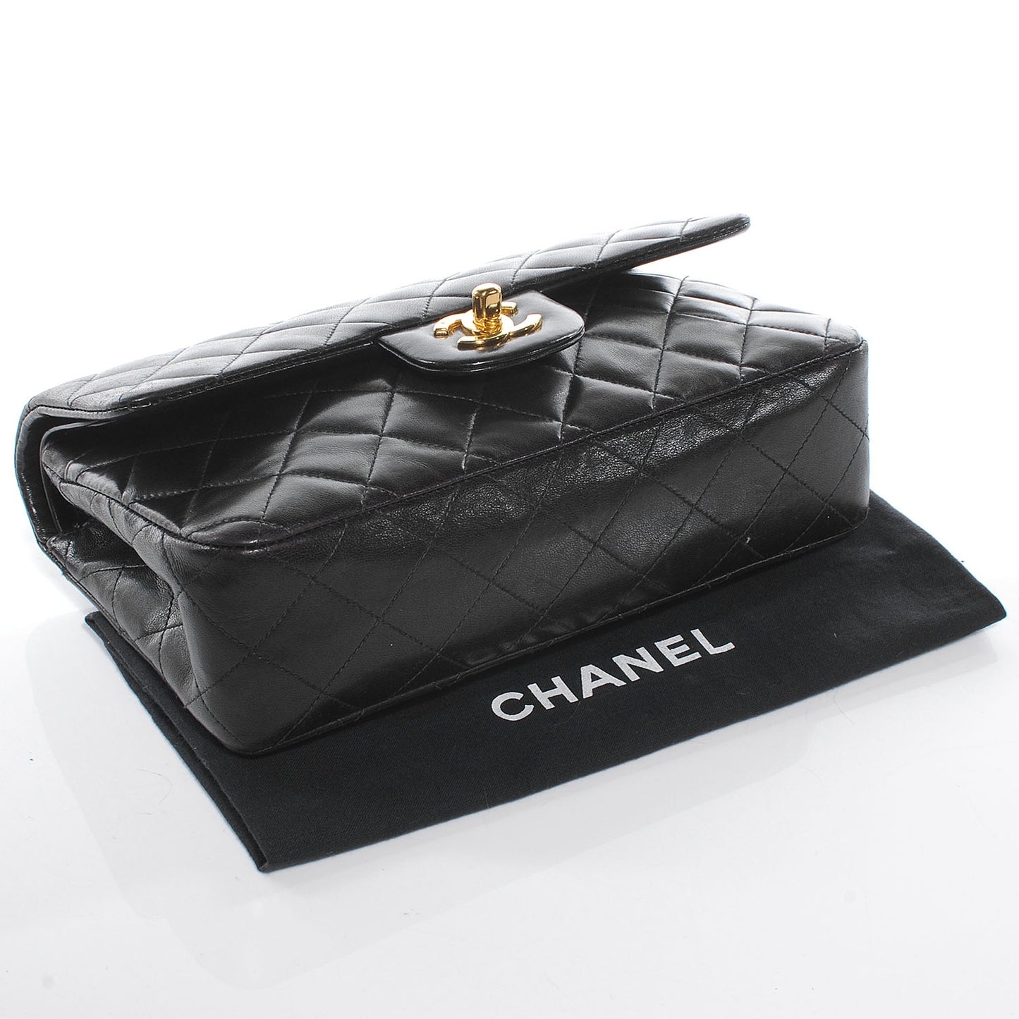 Lambskin Quilted Small Double Flap Black