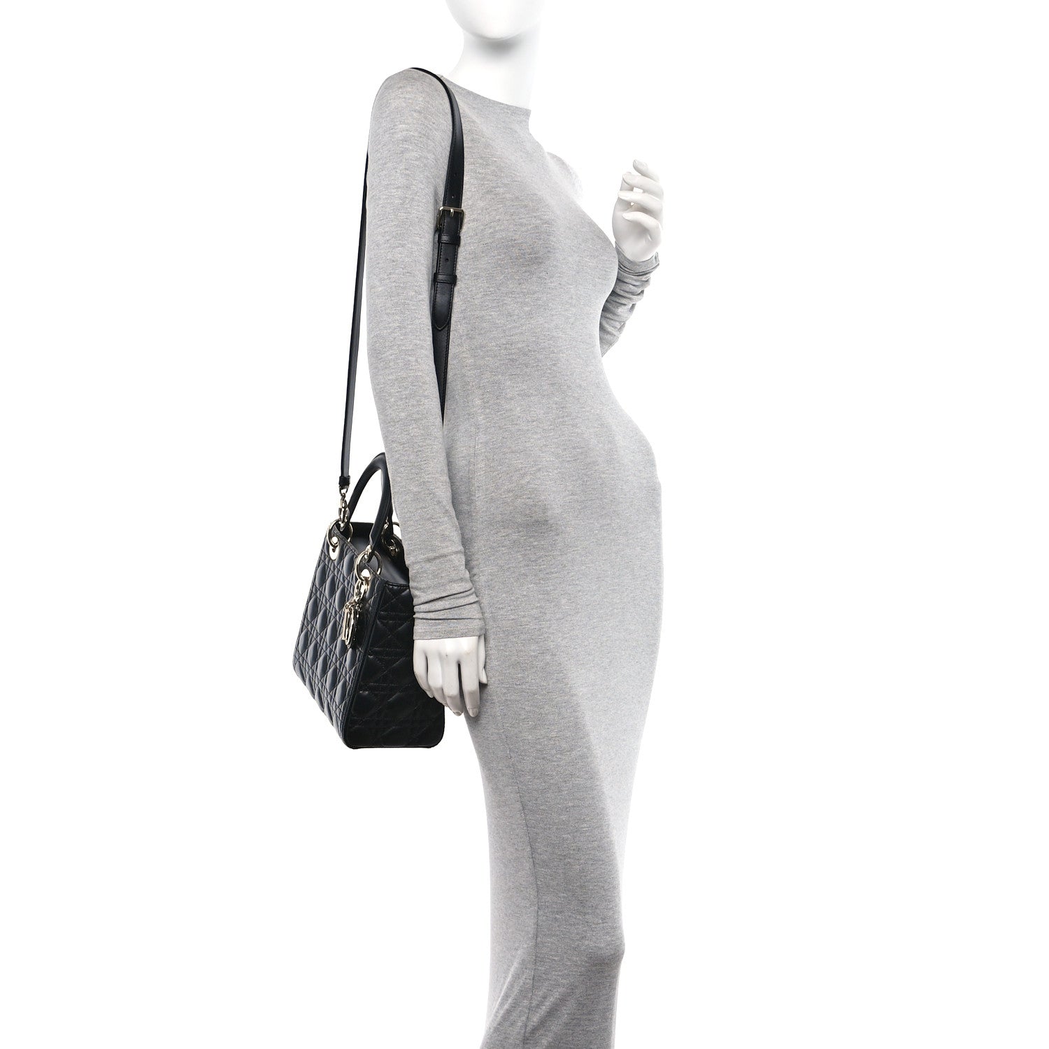 Christian Dior Lambskin Cannage Medium Lady Dior Black 2 of 10