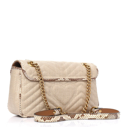 Gucci Raffia Elaphe Matelasse Small GG Marmont Shoulder Bag Natural Cream Brown 2 of 5