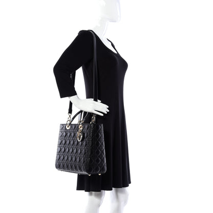 Christian Dior Lambskin Cannage Large Lady Dior Black 2 of 10