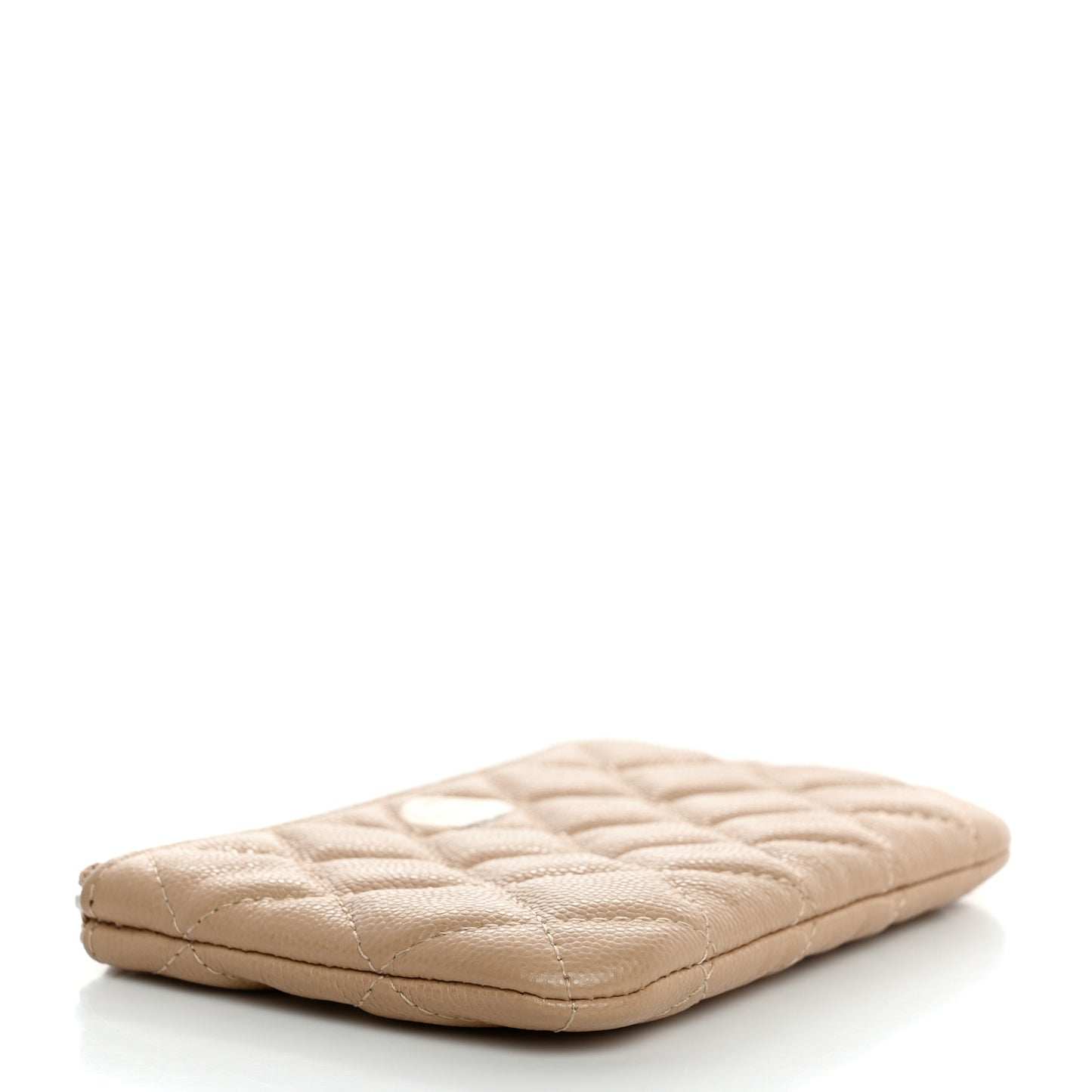 Caviar Quilted Small Cosmetic Case Beige