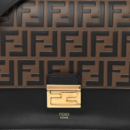 Fendi Vitello Liberty Bi-Color FF 1974 Embossed Kan U Shoulder Bag Black Maya 9 of 11