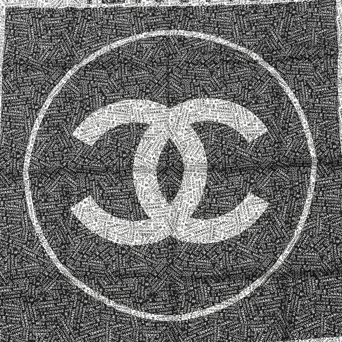 Silk CC Logo Scarf Black White