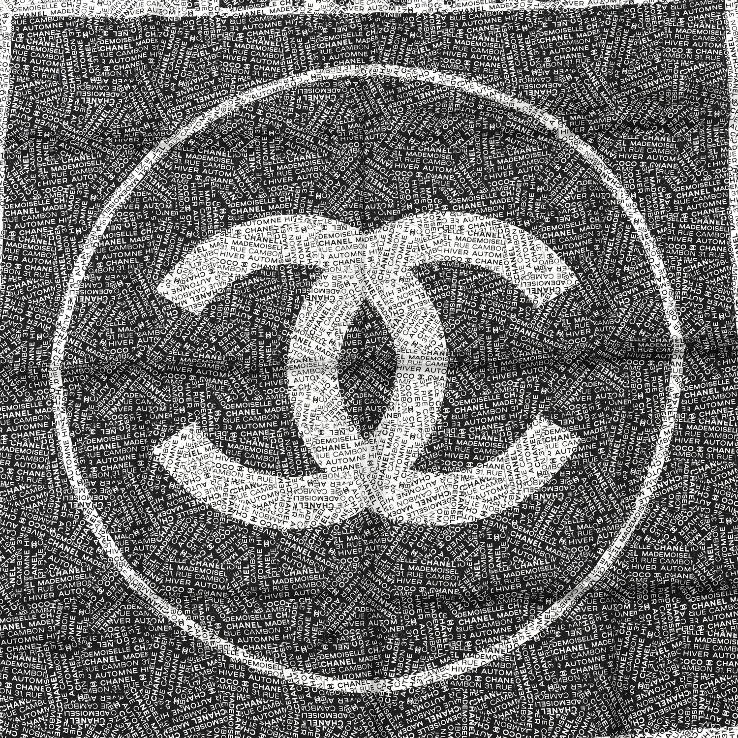 Chanel Silk CC Logo Scarf Black White 2 of 3