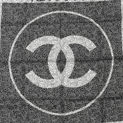 Chanel Silk CC Logo Scarf Black White 2 of 3