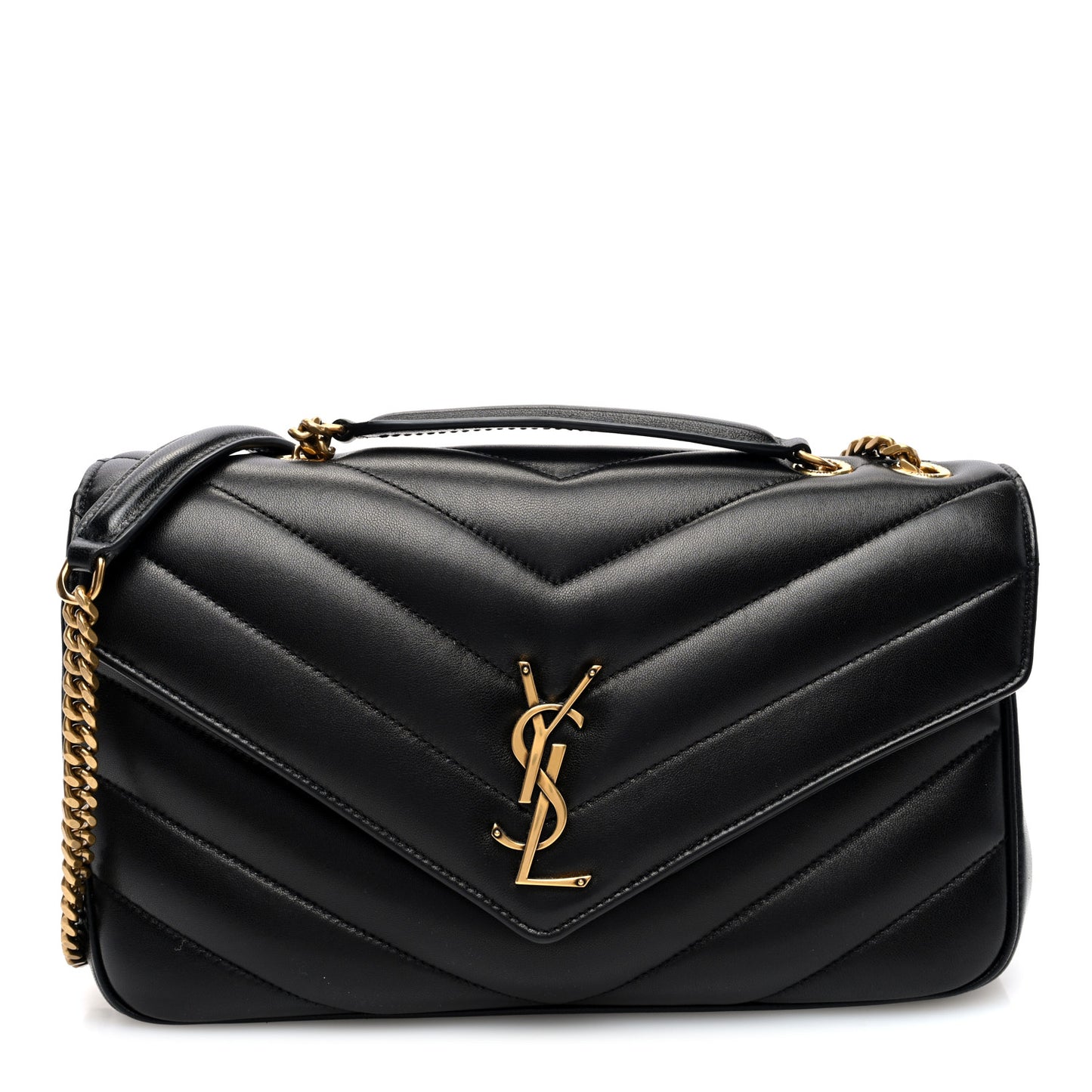Lambskin Chevron Quilted Medium Loulou Black