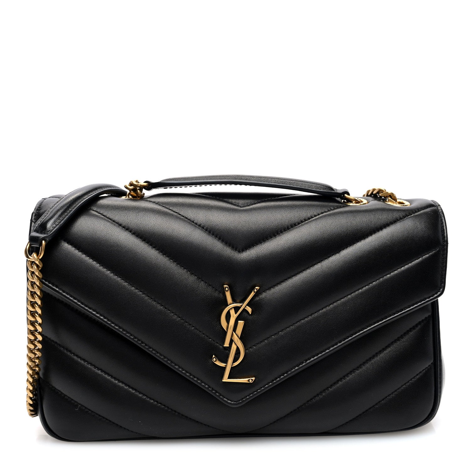 Saint Laurent Lambskin Chevron Quilted Medium Loulou Black 1 of 10