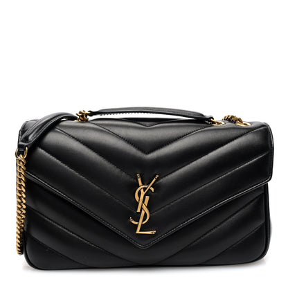 Saint Laurent Lambskin Chevron Quilted Medium Loulou Black 1 of 10