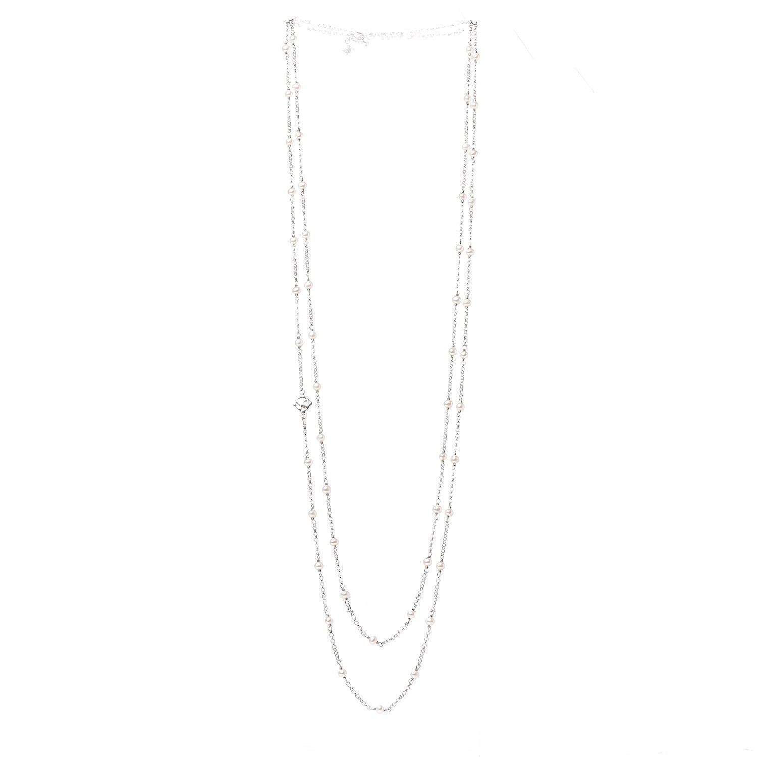 David Yurman Sterling Silver Freshwater Pearl Bead Chain Necklace 3 of 5
